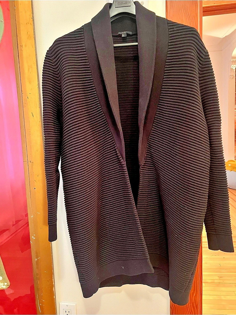 COS Ribbed Shawl Collar Cardigan in Black Size Small - Like New